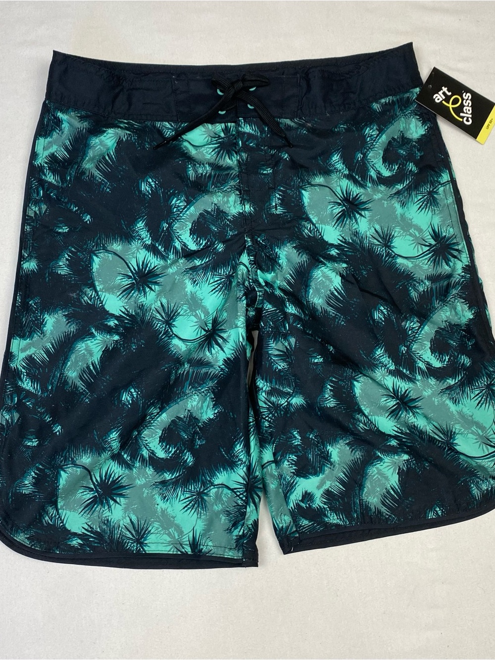 art class Black and Teal Palm-Pattern Swim Board Shorts